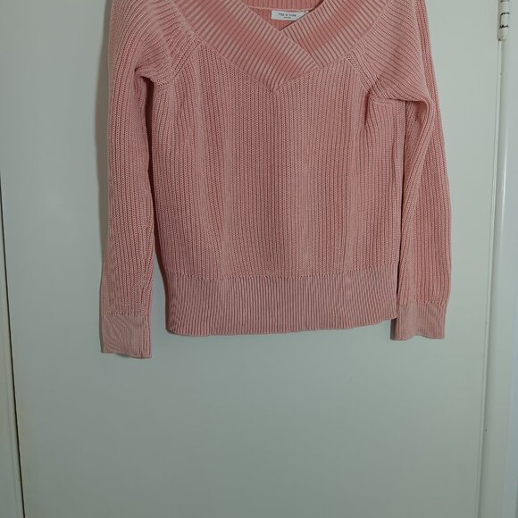 rag&bone dawn off the shoulder ribbed kni sweater pink s/p - Picture 5 of 6